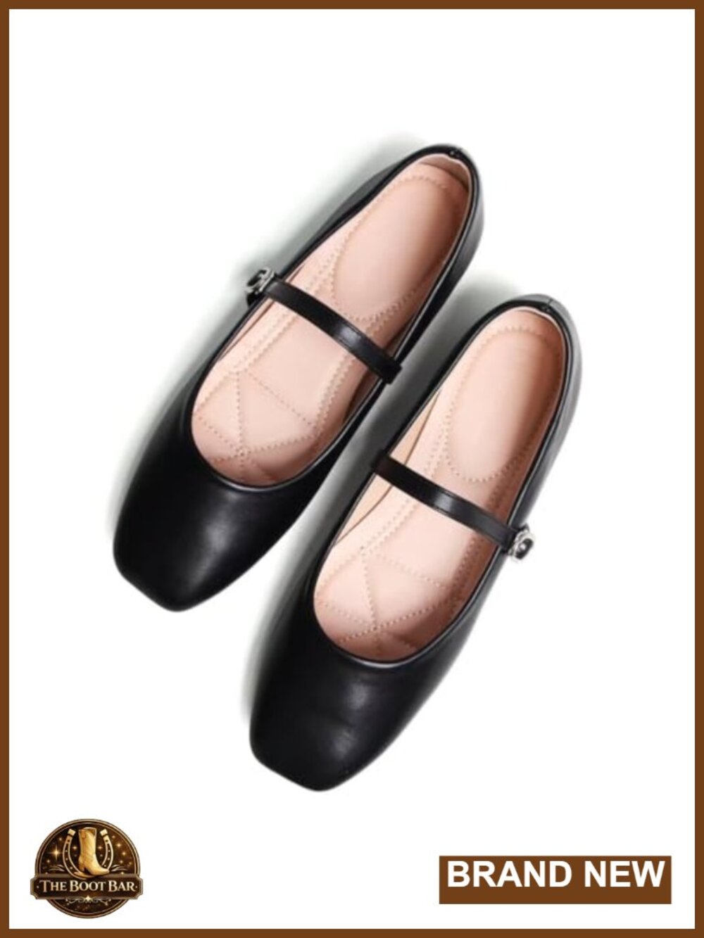 TN Retro Square Toe Mary Jane Flats Women Adjustable Buckle Faux Leather